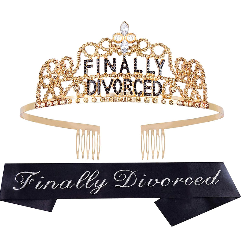 Divorce Decorations, Party Sash and Tiara for Women - Fabulous Set: Glitter Sash