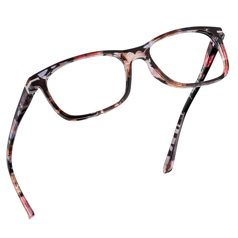 Blue Light Blocking Reading Glasses (Floral Pattern, 000x Magnification) for Computer