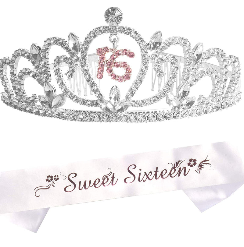 Girls 16th Birthday Sash and Tiara - Fabulous Set: Glitter Sash + Super