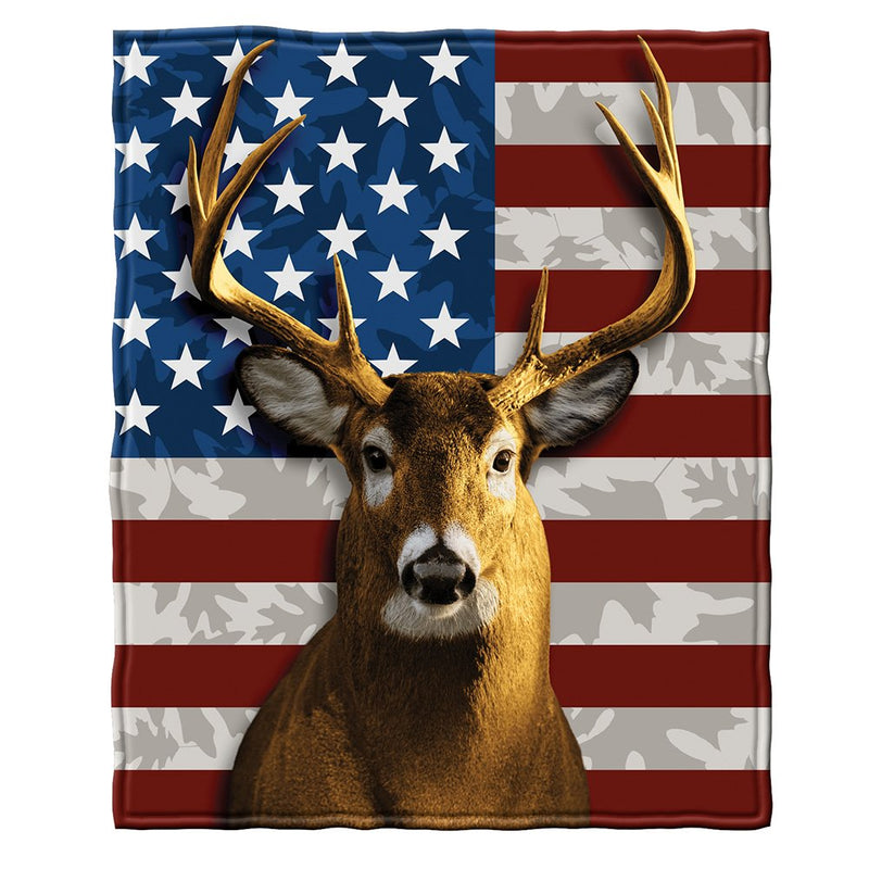 American White Tailed Deer Fleece Bed Blanket 50" x 60" Deer Fleece Throw