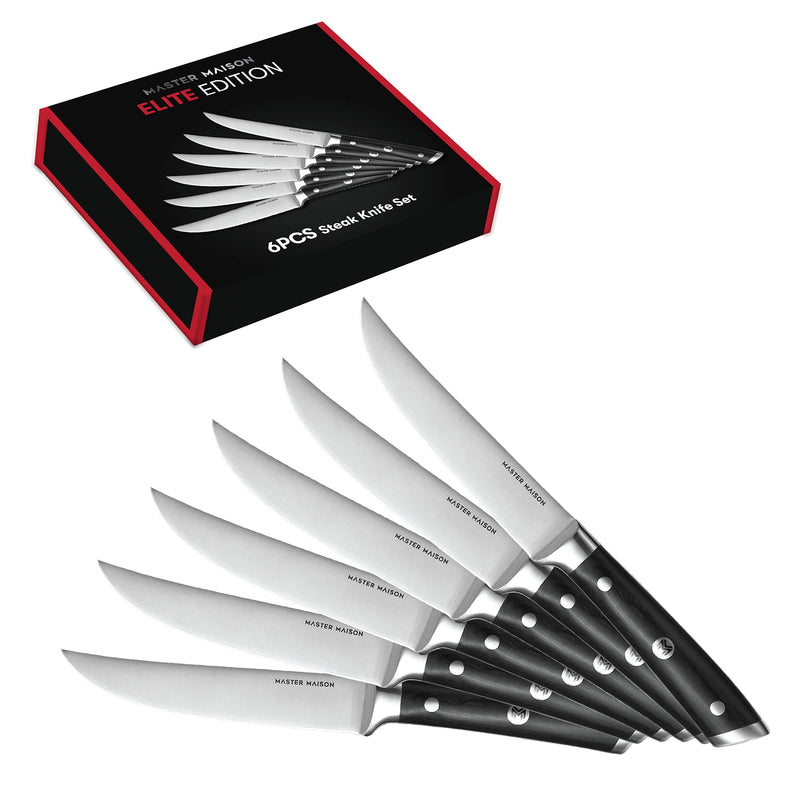 6 Piece 5 Inch Ultra Steak Knife Set, 6 German Stainless Serrated Knives