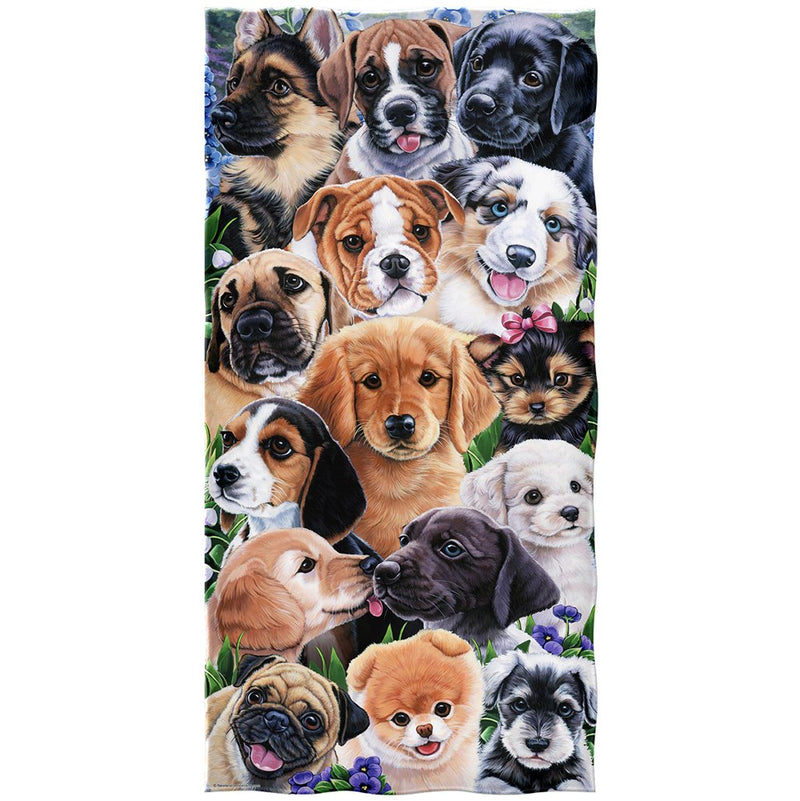 Collage Puppy Beach Towel for Girls Dog Bath Towel Printed 30" x 60" Pool