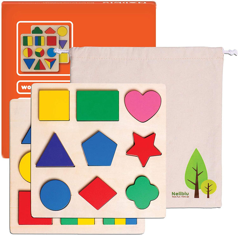 Set of 2 Toddler Wooden Puzzles Toys for Kids - XL Wooden Puzzles