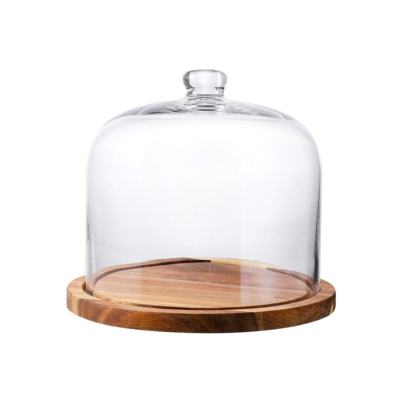 79 x 73 Round Acacia Wood Server Cake Stand with Glass