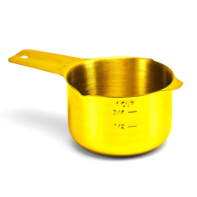 1 Cup Gold Stainless Steel Metal Measuring Cup Precise Engraved Markings