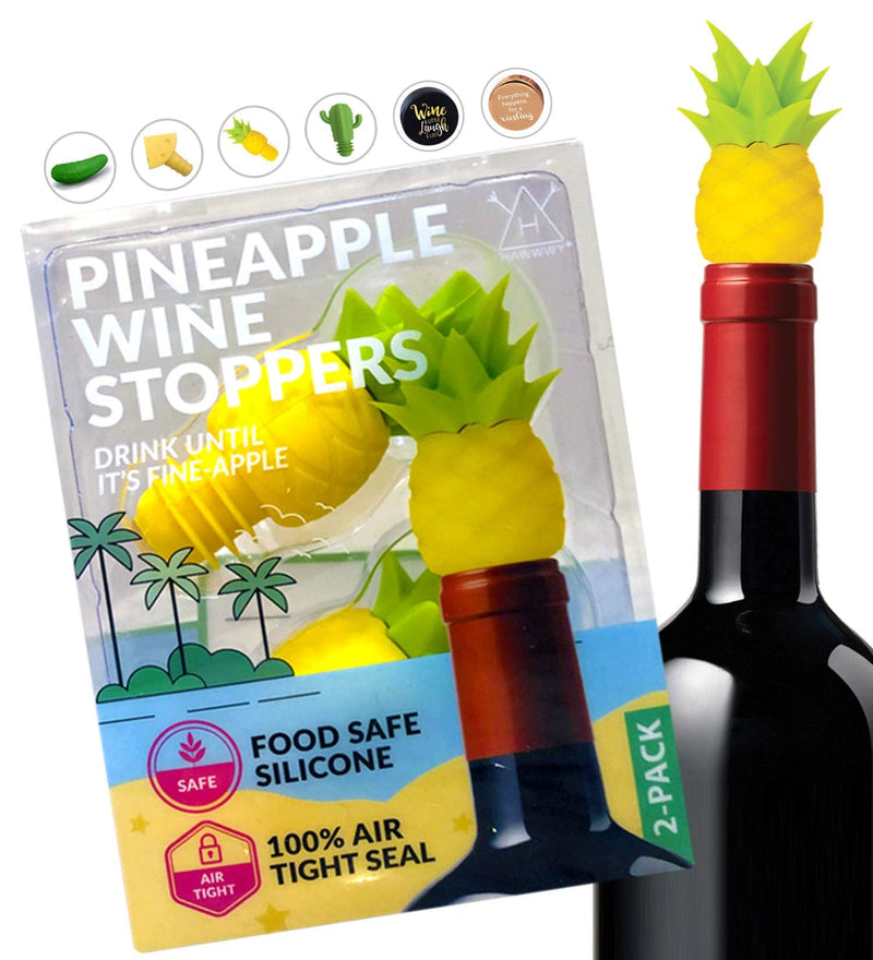 Pineapple Wine Stoppers - Set of 2 - Leak Proof - Wine Stoppers for Wine