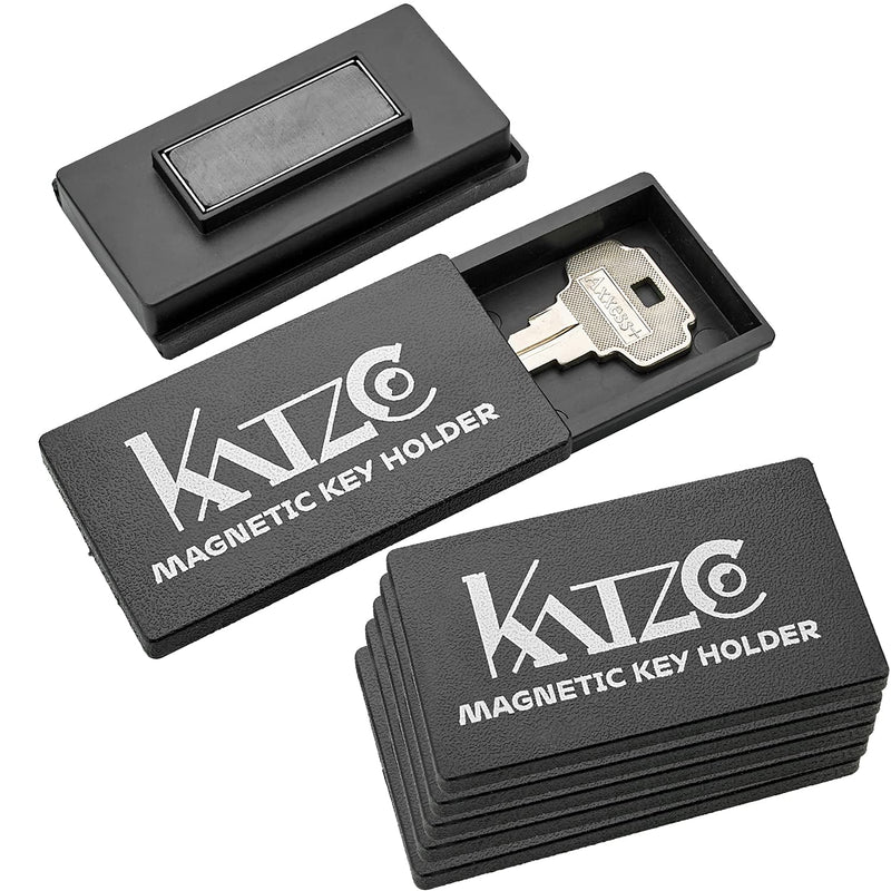 Magnetic Key Holder - Pack of 6 - 125 x 275 inches - Heavy Duty Black Plastic Cases