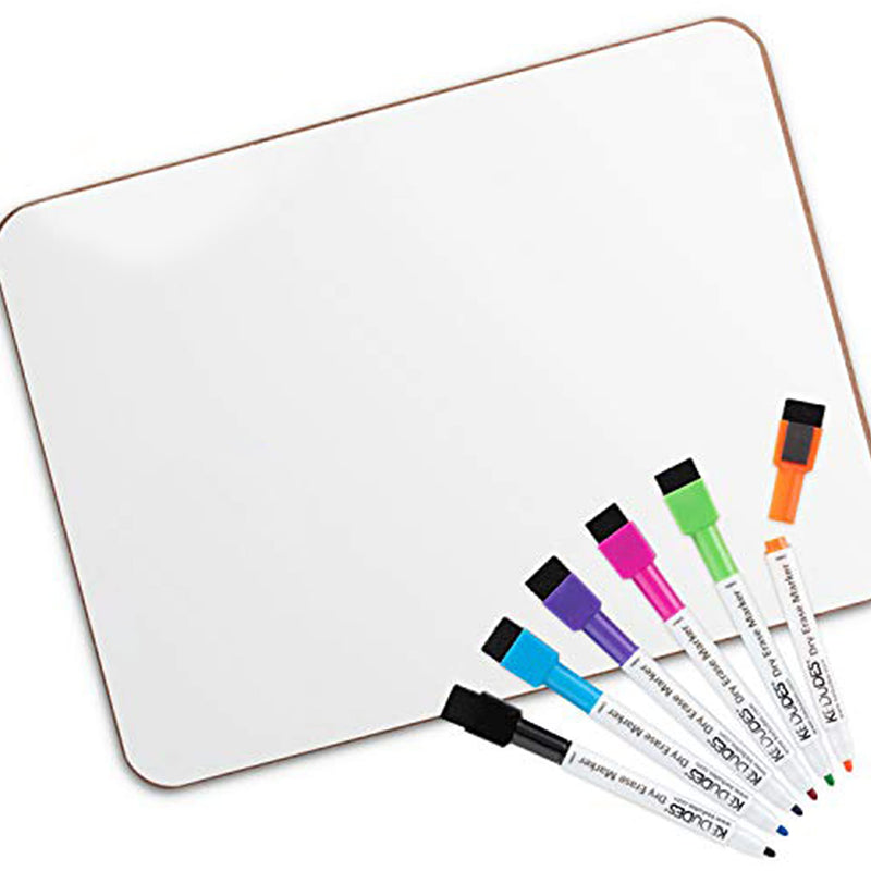 Double Sided Magnetic Dry Erase Lap Board 9" x 12" with 6 Markers Dry Erase Board