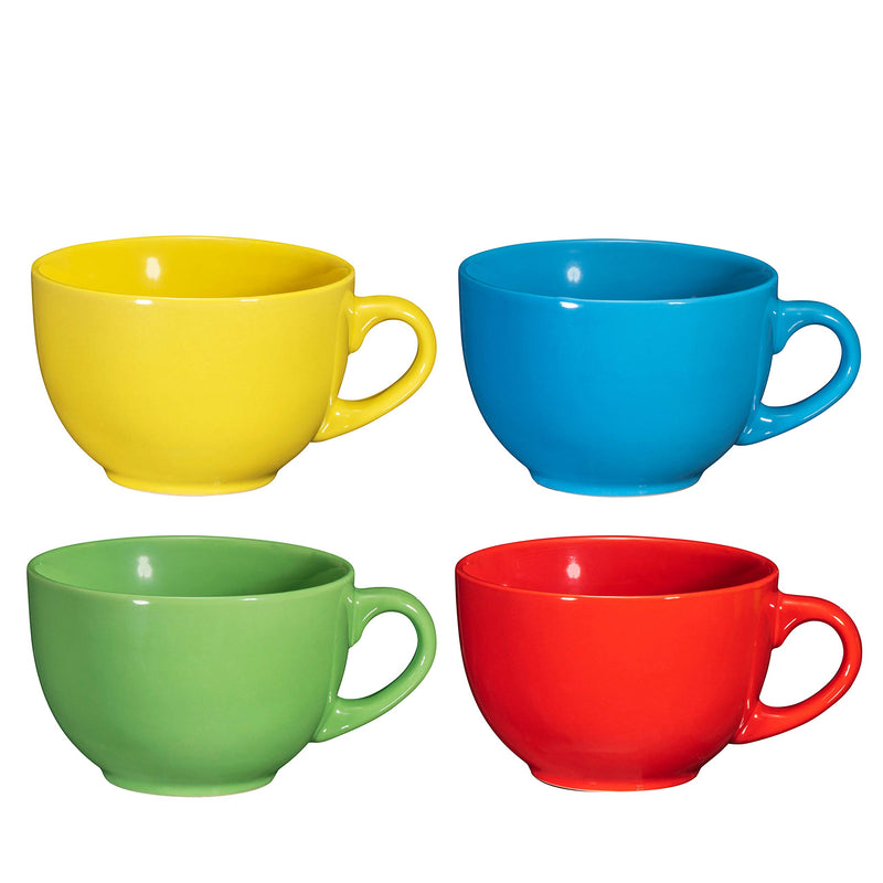 24 Ounce Jumbo Coffee Cup Set with 4 microwaveable 24 ounce porcelain coffee cups