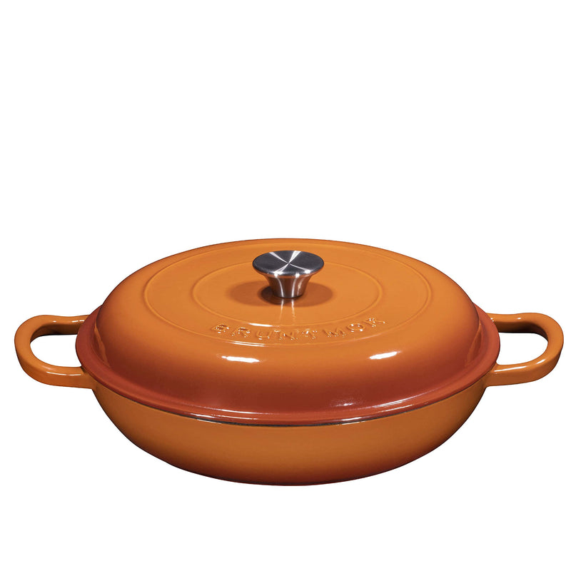 Pumpkin Spice Dutch Oven Cast Iron with Enamel Finish - 38 Qt Shallow Braise