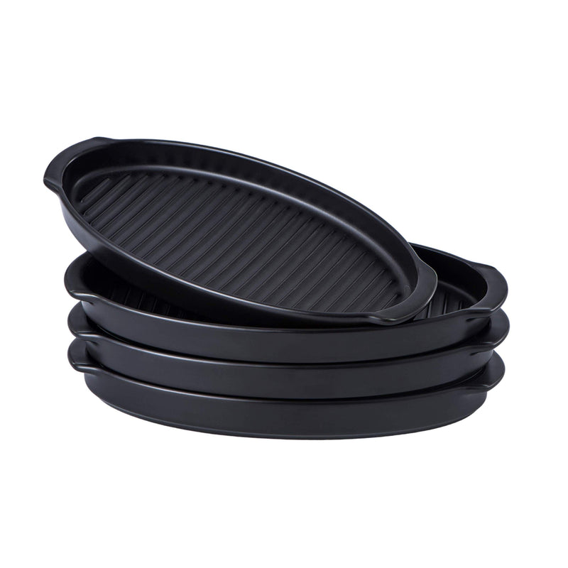 Porcelain Matte Glaze Sushi Sizzler Plate Black Serveware Tray 10"