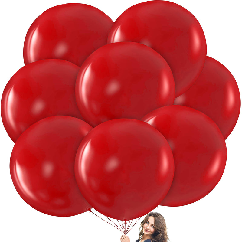 Red Giant Balloons - 8 Jumbo 36" Red Balloons for Photoshoot, Wedding, Baby