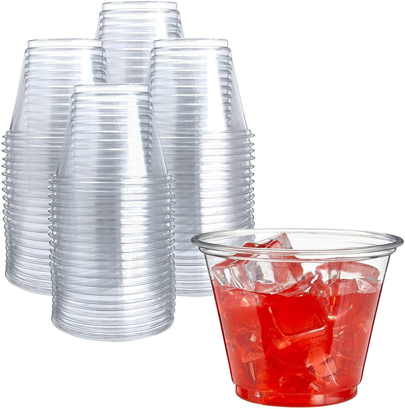 250 Clear Disposable Plastic Cups Pet Cups 9oz for Party Water Wine in Bulk