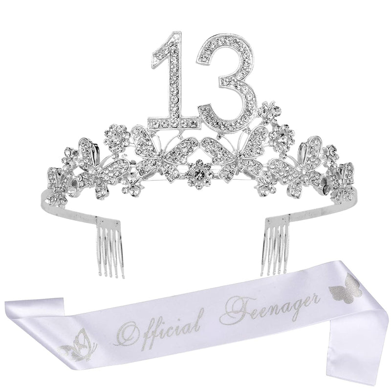 Girls 13th Birthday Sash and Tiara - Fabulous Set: Glitter Sash