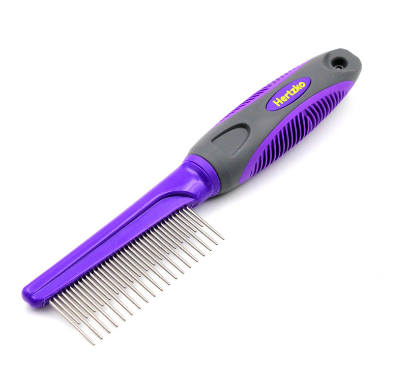 Pet Fur Comb with Long and Short Teeth - Dog and Cat Hair Detangler, Brush and Cat