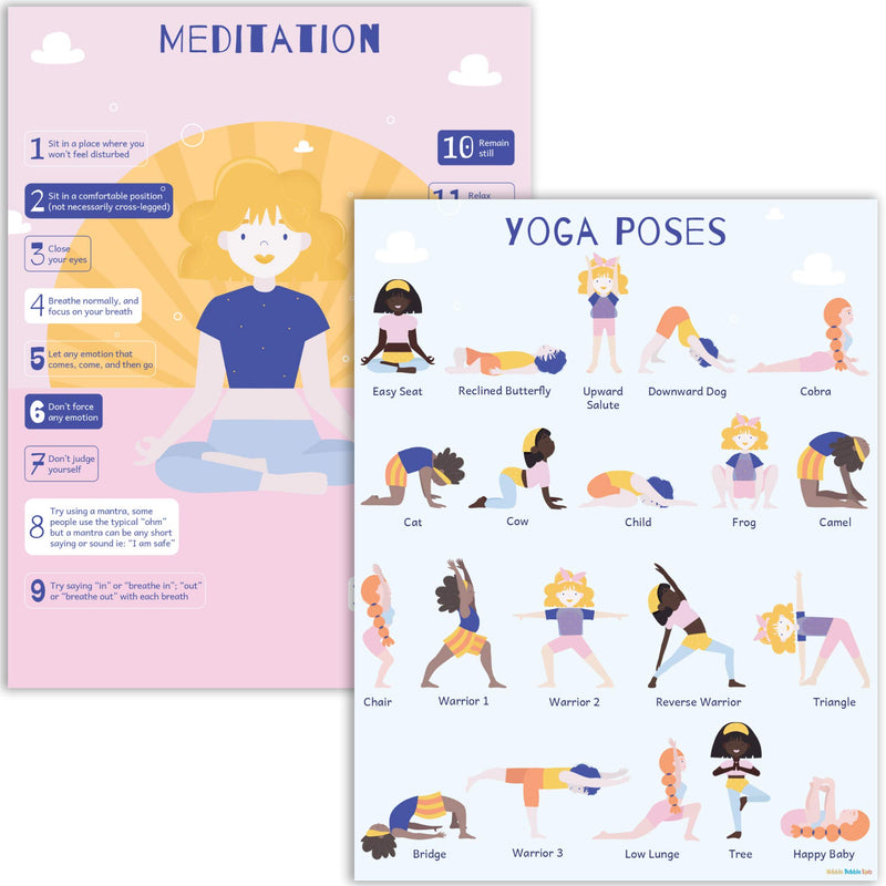 Yoga and Mindfulness Poster Set - Pack of 2, includes 1 Yoga for Kids Poster and 1