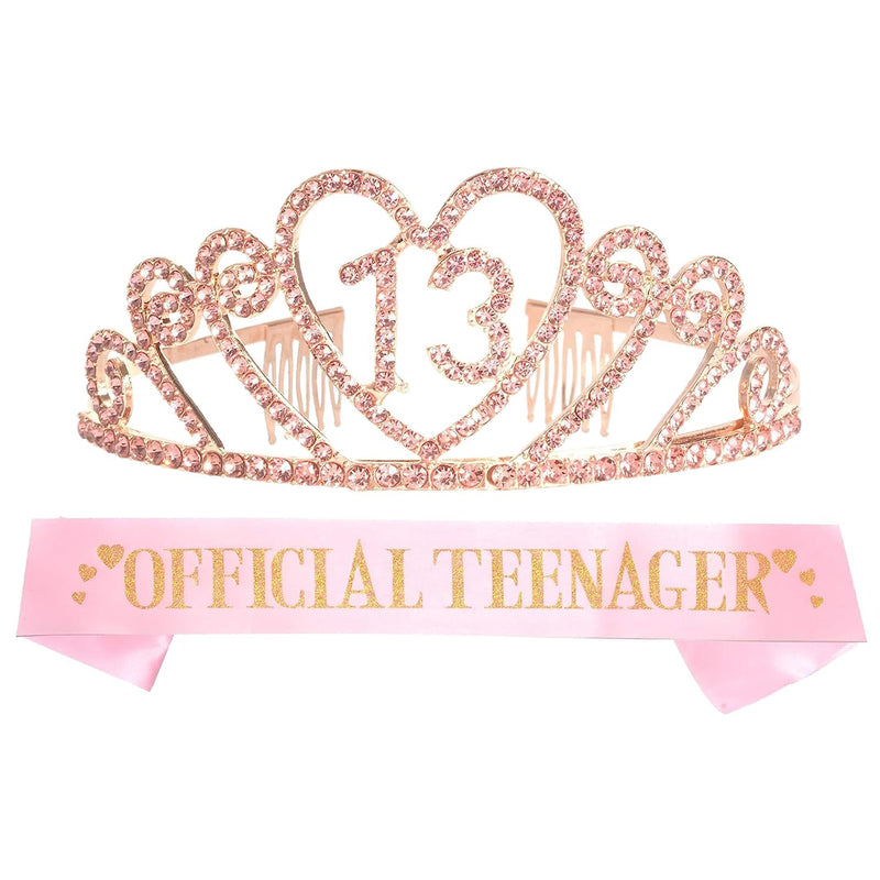 Girls 13th Birthday Sash and Tiara - Fabulous Set: Glitter Sash + Gravity