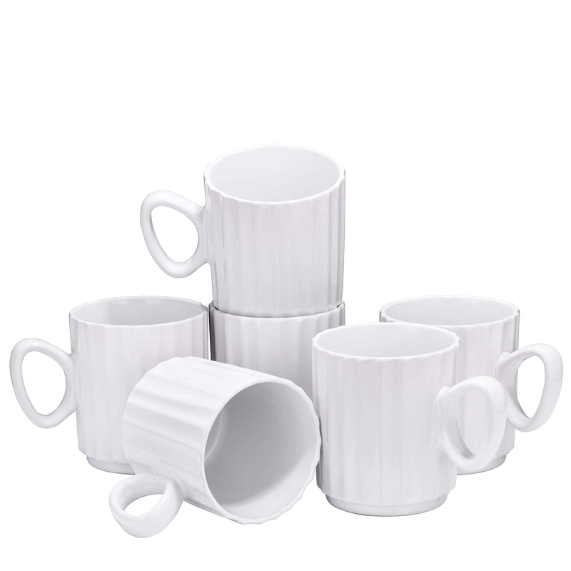 Stackable Ceramic Coffee Mugs for Heavy Duty Cups, Set of 6, 14 Ounce, for Espresso