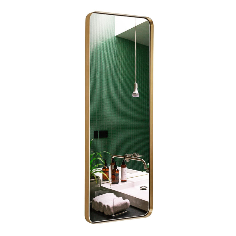 18x48 Inch Gold Frame Metal Brushed Rectangle Tall Bathroom Mirror