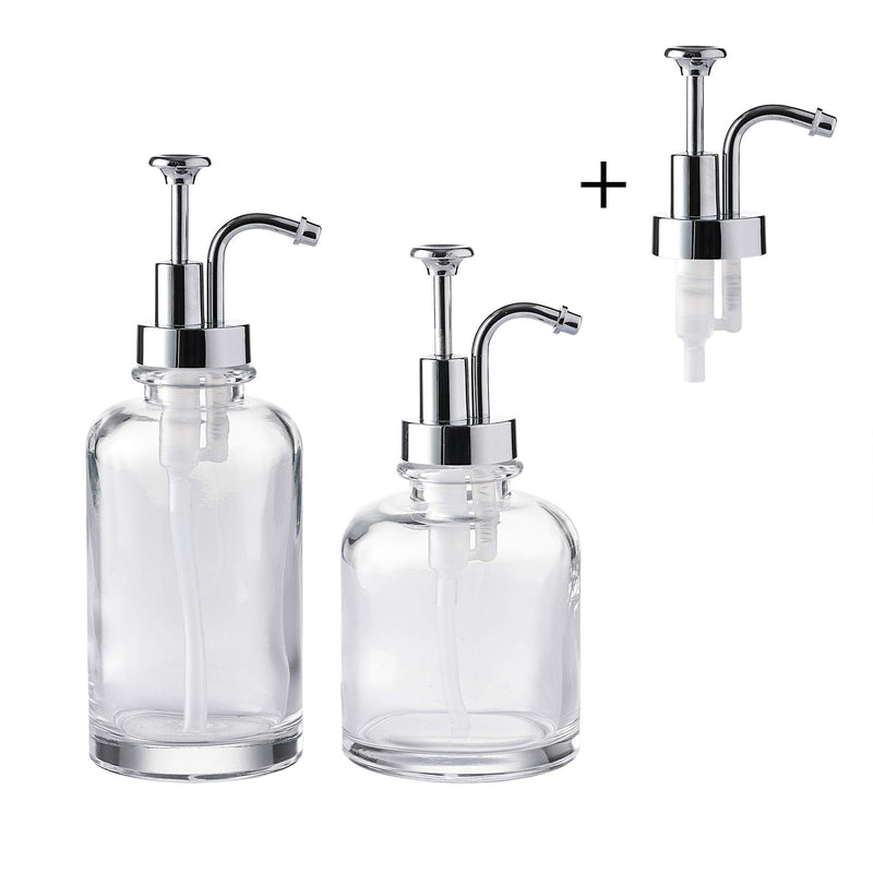 Clear Glass Soap and Lotion Dispensers - Set of 2, 12oz and 10oz Blue