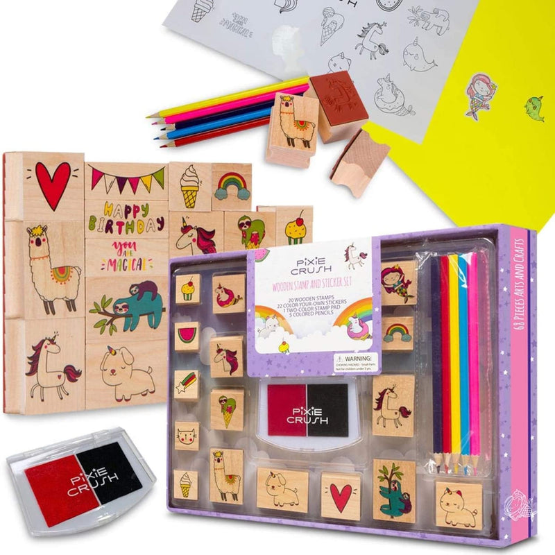 Assorted 38 piece wooden stamps for kids arts and crafts activities with our