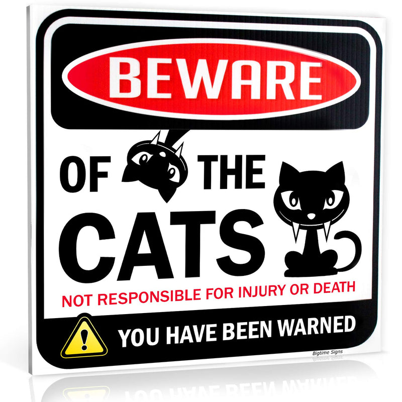 Signs, Cat Sign - Beware of Cats - Cat Decoration, Funny Gag Gifts for Window, Office