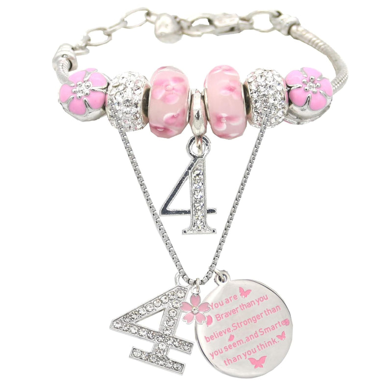 4th Birthday Gifts for Girls 4th Birthday Charm Bracelet 4th Birthday