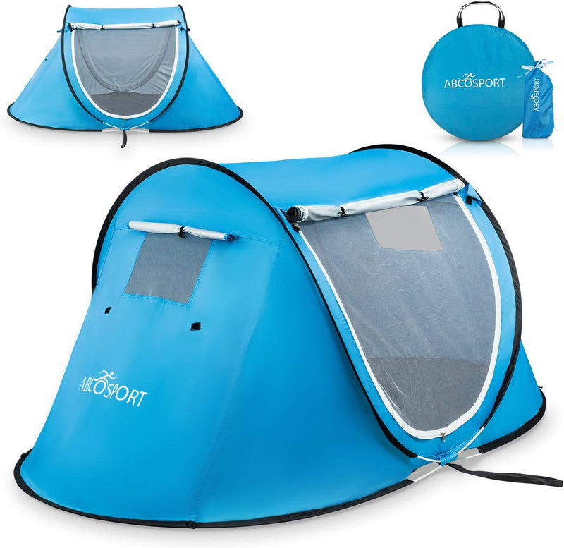 Abco 2 Person Pop Up Tent - Portable Cabana with 2 Doors, Water Resistant and UV Resistant