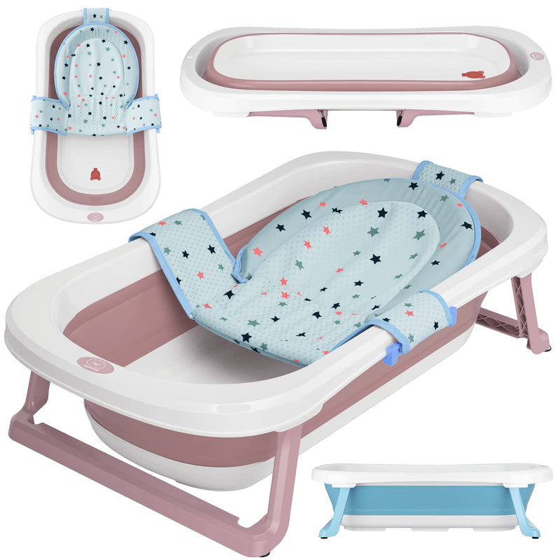 Foldable baby bath with 50 L volume including bathtub insert baby ergonomic