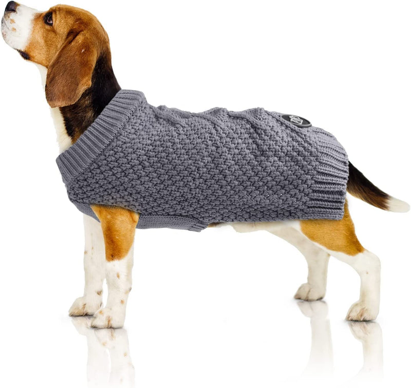 Bella Balu Cable Knit Dog Sweater XL Gray Sweater for Dogs