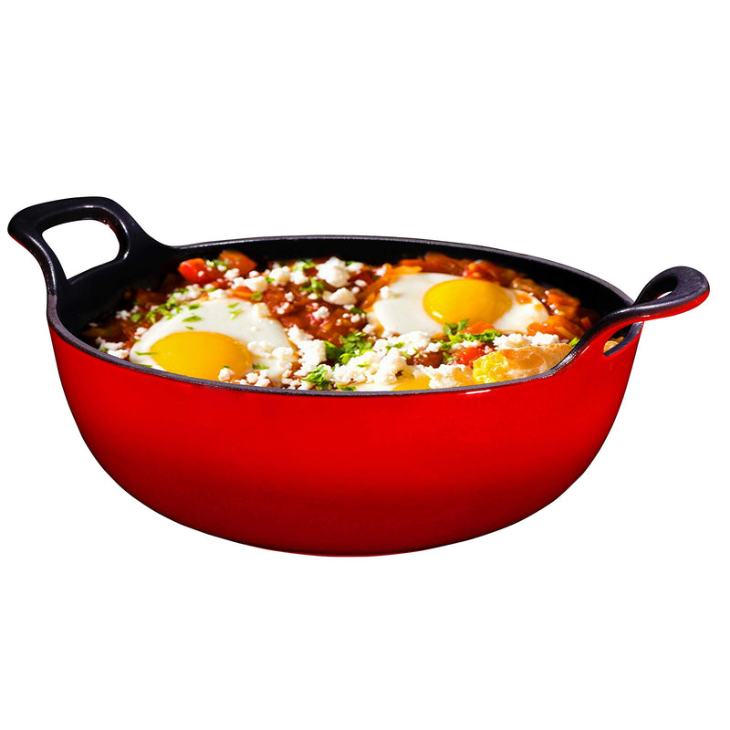 3 Quart Red Enameled Cast Iron Wok, Cast Iron Wok, Pot Bowl, Cast Iron Biryani