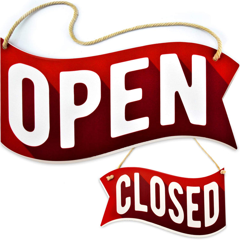 Open Closed Signs for Business Doors - PVC 625" x 115" Double Sided Reversible