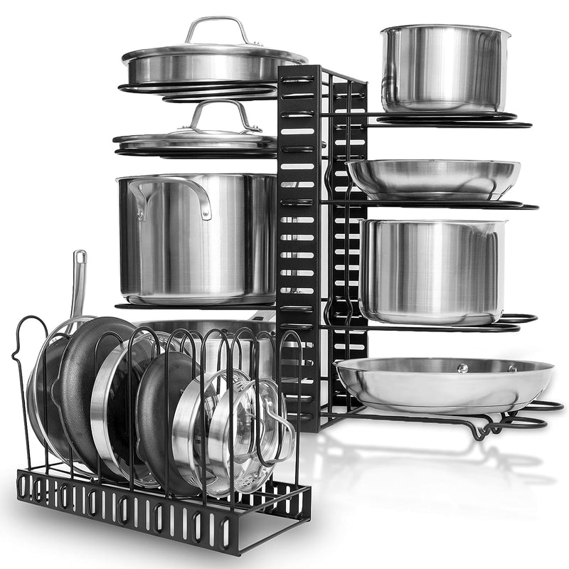 Kitchen Pots and Pans Organizer - 79" D x 213" W x 163" H - Adjustable, Sturdy Iron