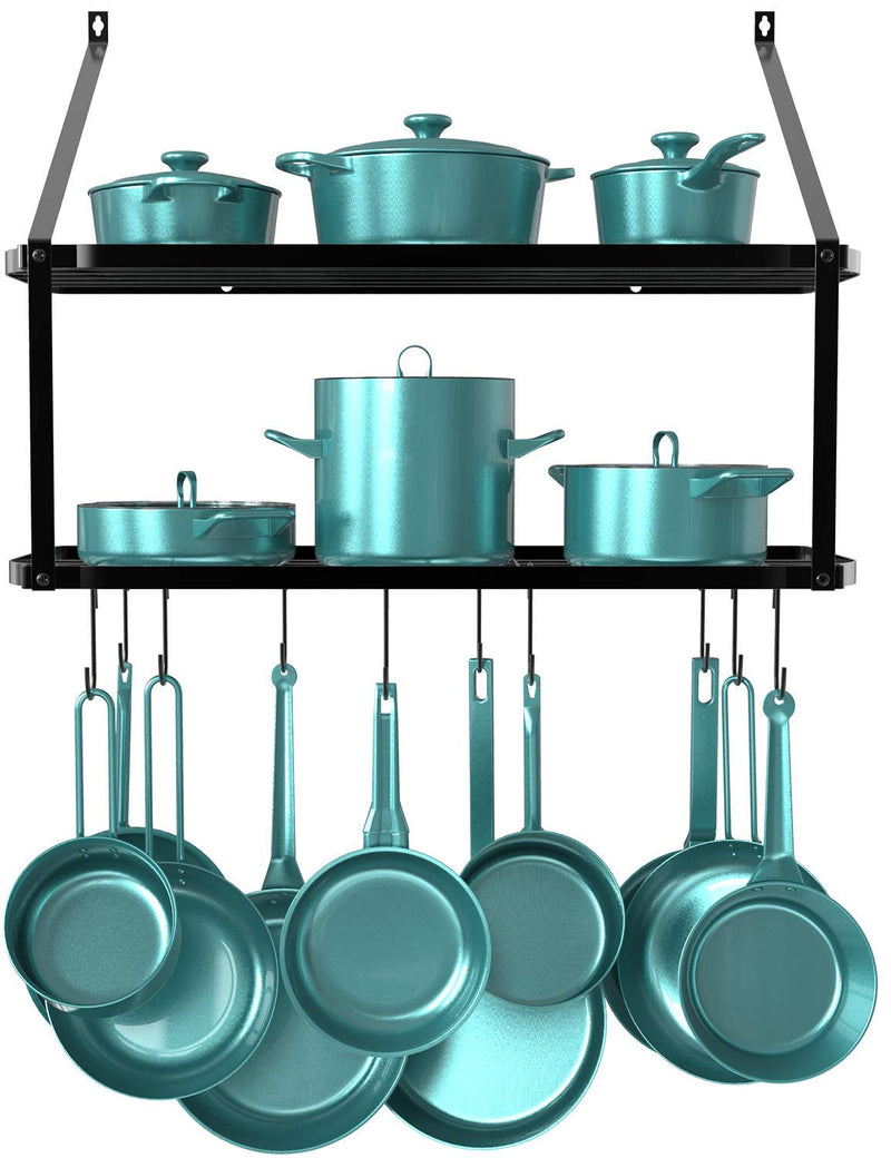 295 inch wall mounted pot/pan rack, wall rack with 10 hooks included