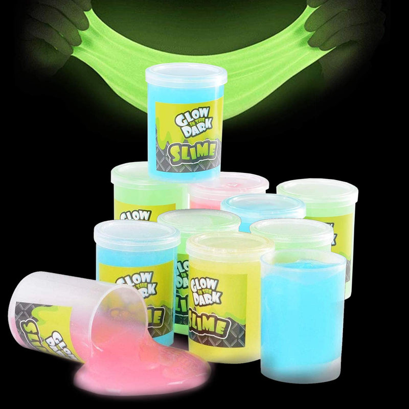 Glow In The Dark Slime - 12 Pack - Assorted Neon Colors - Glowing Slime Kit