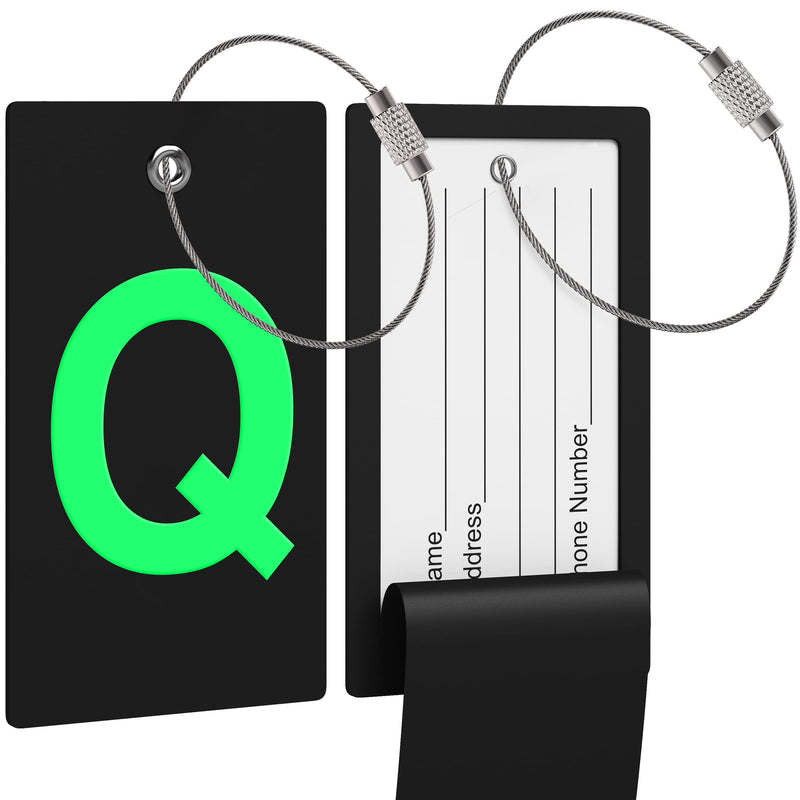 Luggage Bag Tag with Initial - fully bendable stainless steel tag