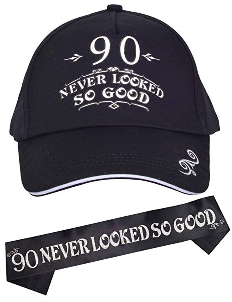 90th Birthday Gifts for Men, 90th Birthday Hat and Sash for Men, 90 has never looked like this