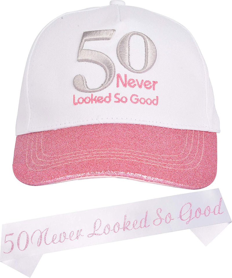 50th Birthday Gifts for Women, 50th Birthday Sash and Hat for Women, 50th Birthday