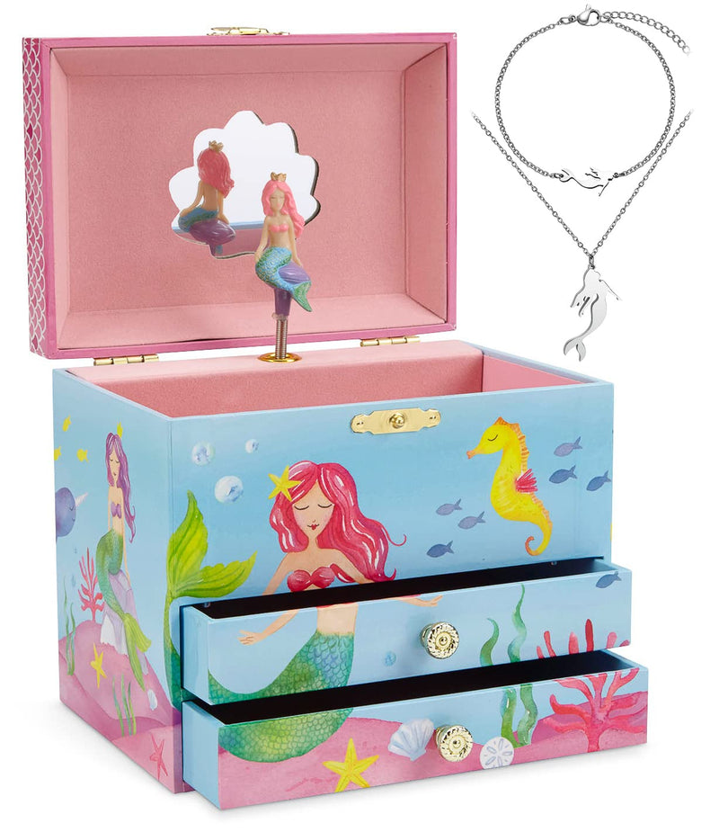 Mermaid Music Box and Jewelry Set for Little Girls - 3 Mermaid Gifts for Girls