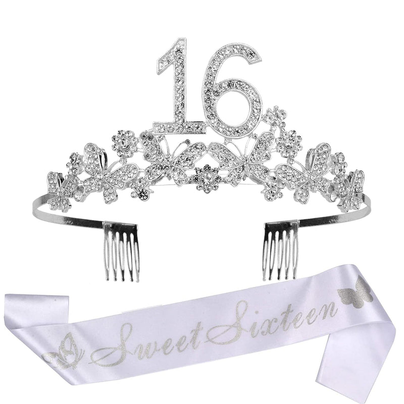 Girls 16th Birthday Sash and Tiara - Fabulous Set: Glitter Sash