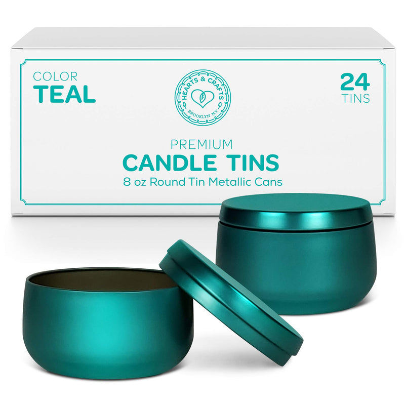 Teal Candle Tins 8oz with Lids - 24 Pack of 8oz Candle Tins, Candle