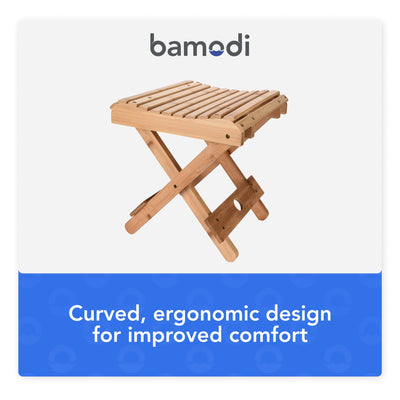 Bamboo Folding Stool Bath Chair For Shaving Foldable Bench For Bathroom Spa