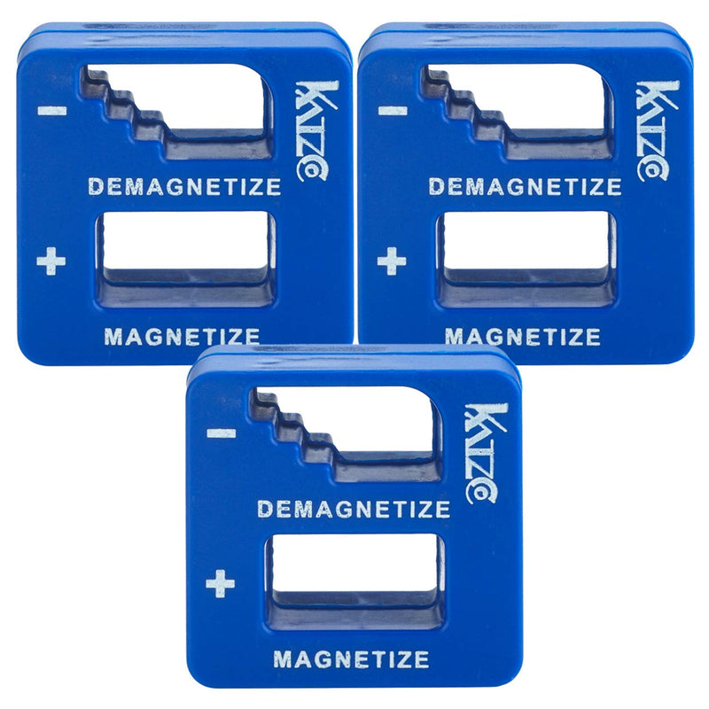 Blue Precision Magnetizer and Demagnetizer - Pack of 3 - for Screwdrivers, Screws