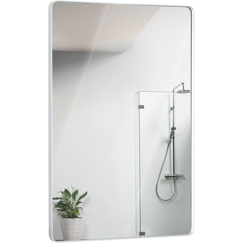 24"X36" Metal Silver Frame Brushed Rectangular Bathroom Mirror