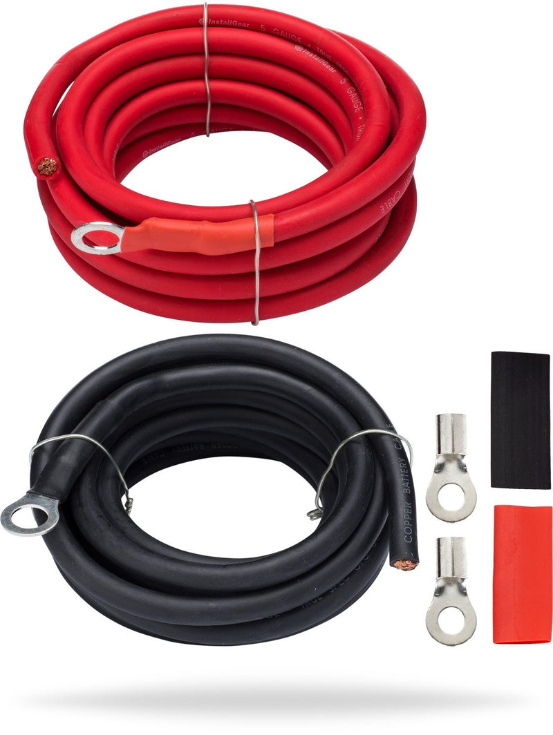 Awg 5 Gauge 10ft Battery Inverter Cable - 2ct Red/Black Battery Cable