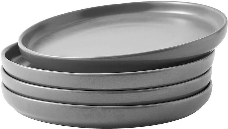 8" Gray Ceramic Plates Set of 4 Cute Gray Ceramic Salad Plates for Kitchen