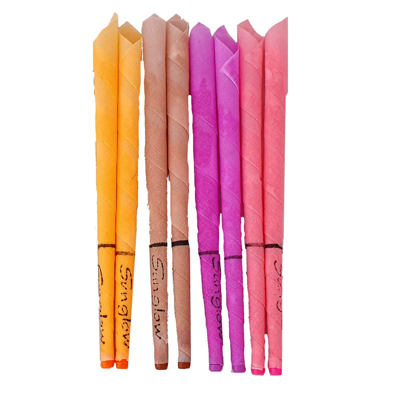 Ear candles colorfully mixed in different colors conical with safety filter