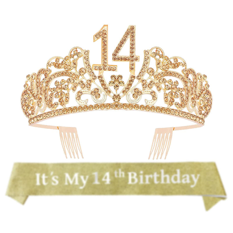 Girls 14th Birthday Sash and Tiara - Fabulous Set: Glitter Sash