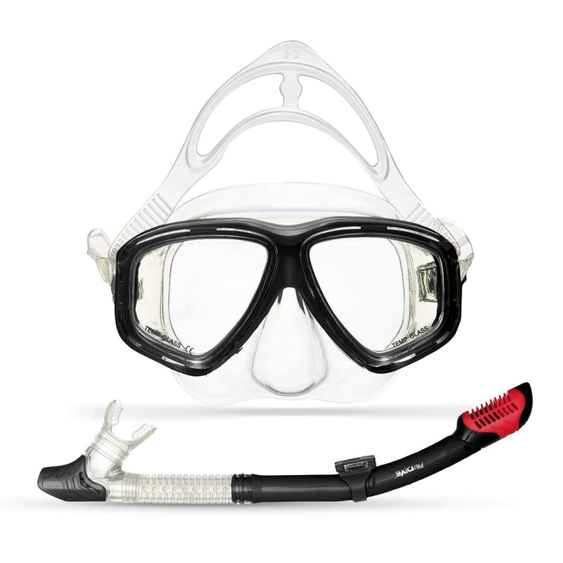 Dry Top snorkel set - impact-resistant diving mask made of tempered glass