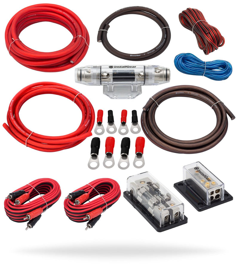 Dual 4 gauge amplifier wiring kit. Dual amplifier wiring kit with amplifier installation